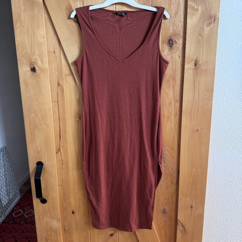 Shein fitted burn orange knit dress, XL